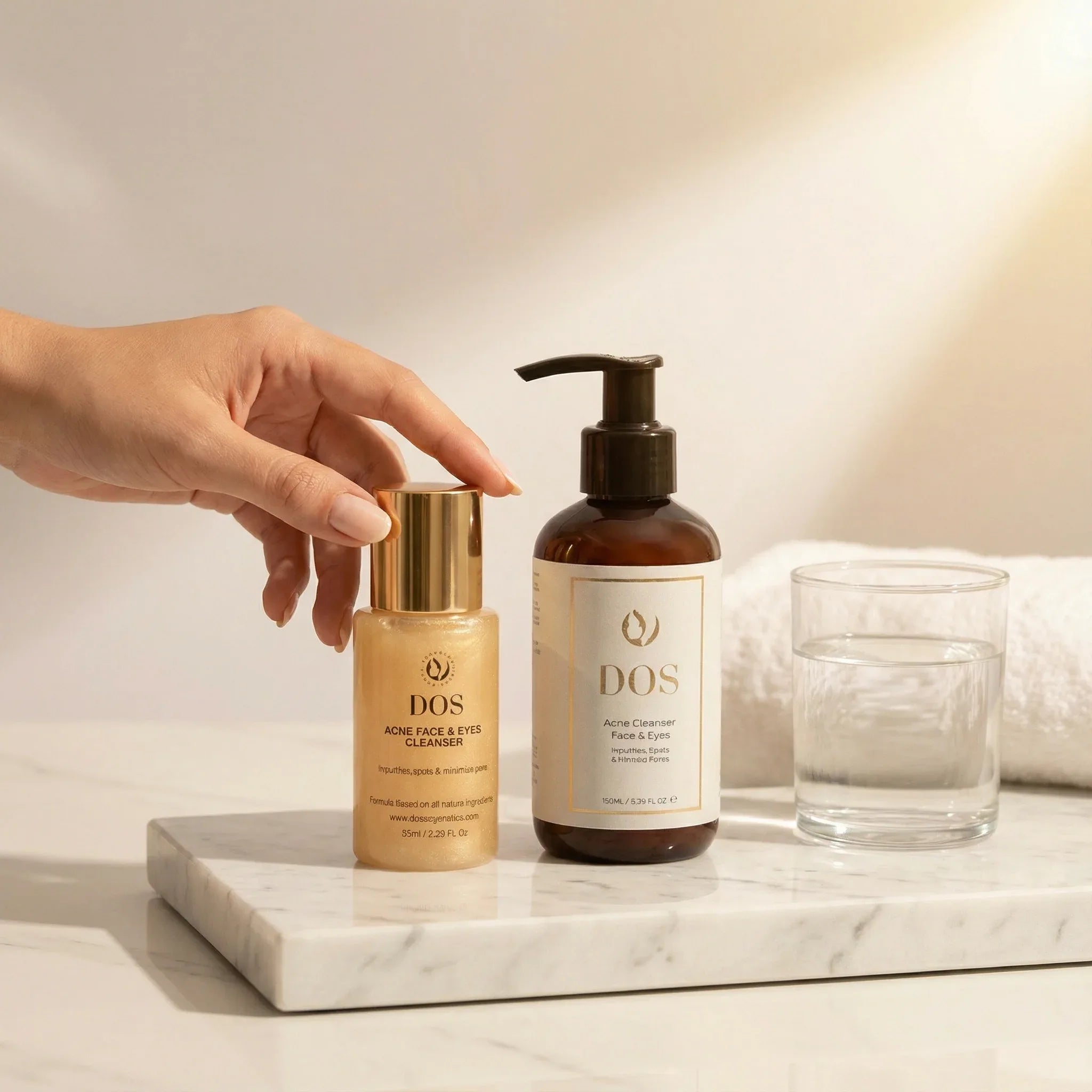 Natural acne facial cleanser for face and eyes with Greek mountain tea, tea tree, calendula and lavender - DOS Greek skincare