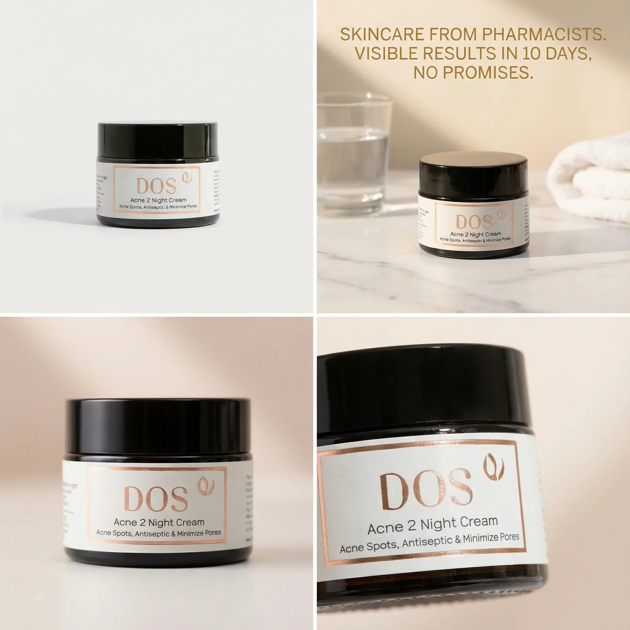 Natural acne night treatment cream - balances sebum and reduces inflammation - DOS Cosmetics