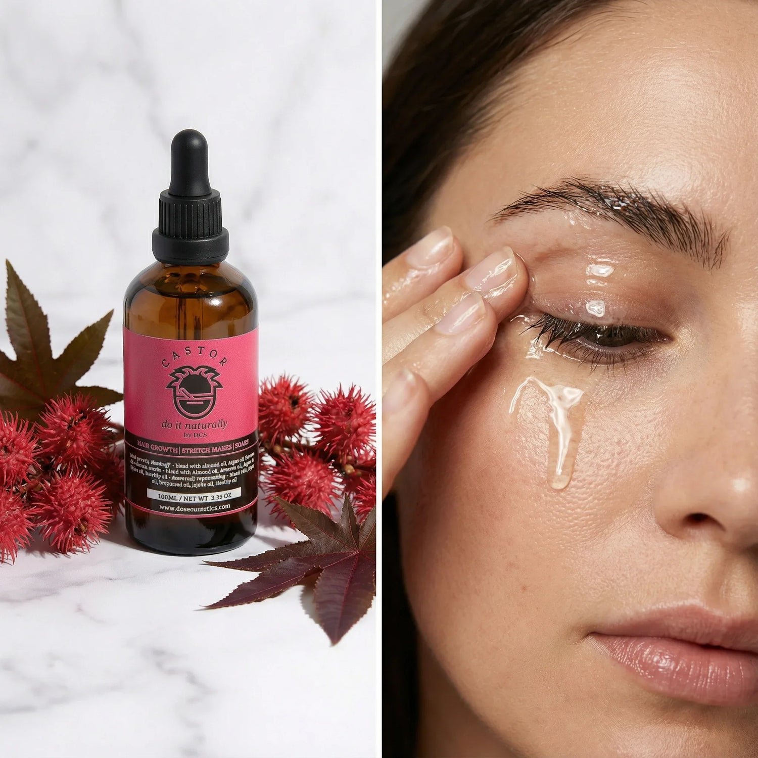 Cold-pressed castor oil - strengthening oil for eyelashes and eyebrows - DOS Luxury Cosmetics