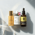 Three skincare products with a promotional message for a bundle discount on a light background